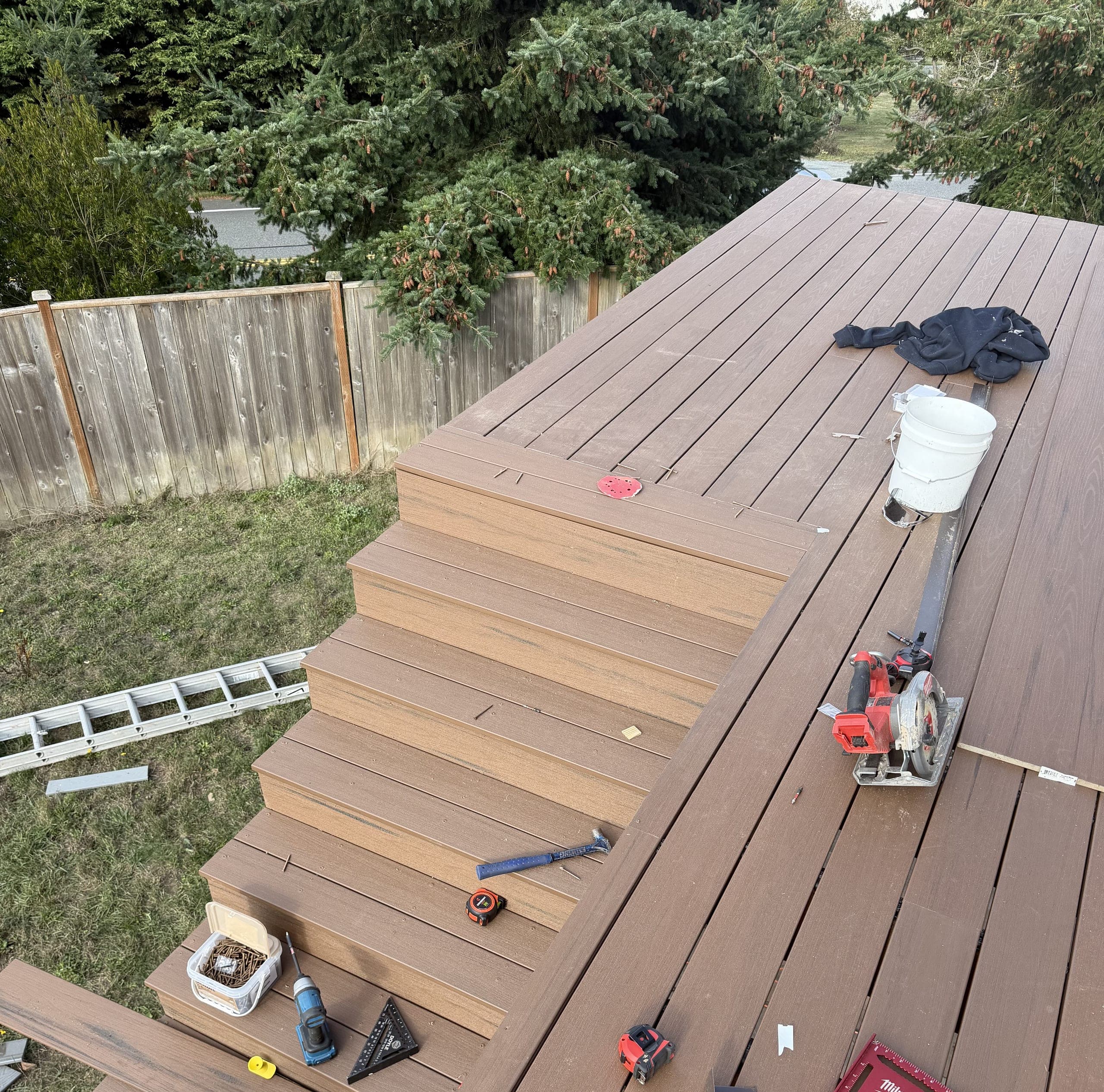 New deck stairs going in